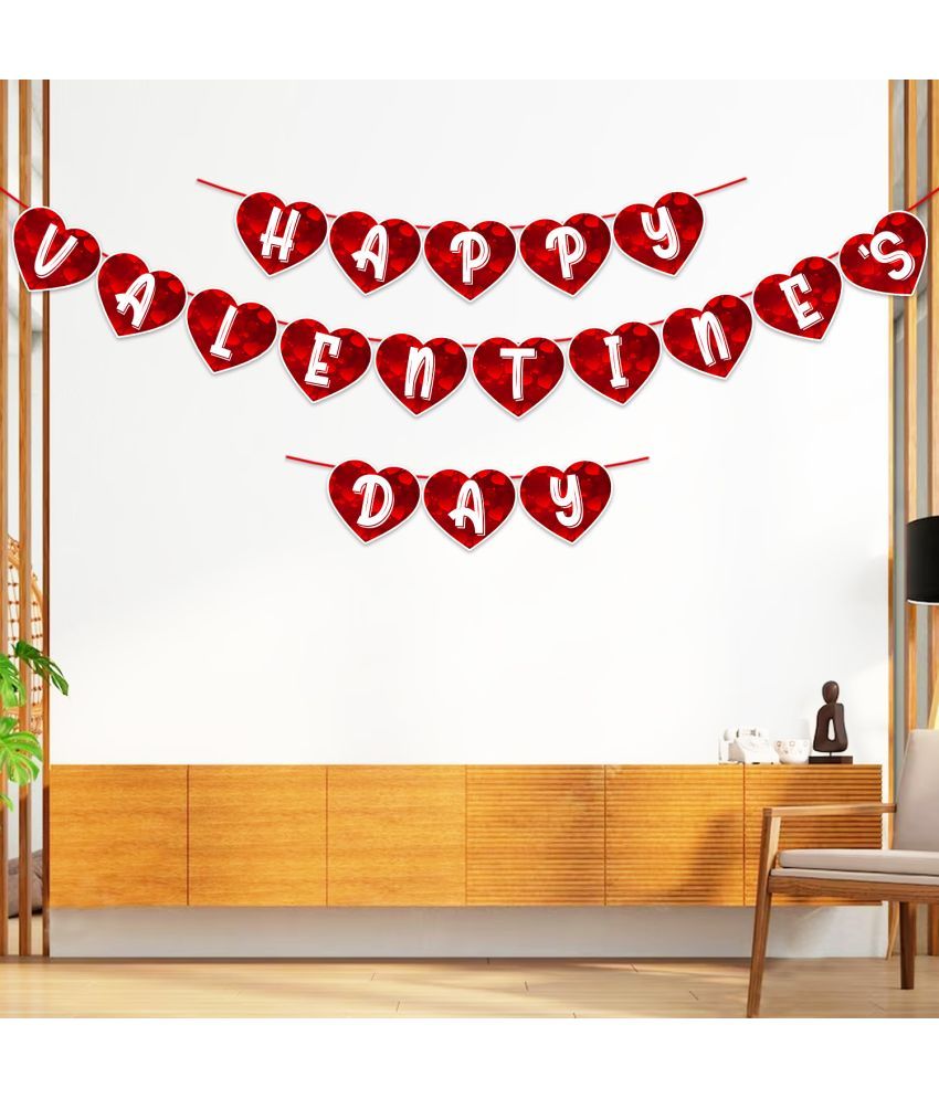     			Zyozi Happy Valentine’s Day Banner / Valentine's Day Bunting Banner - Valentine's Day Banner with Red Heart, Valentines Party Decorations Supplies