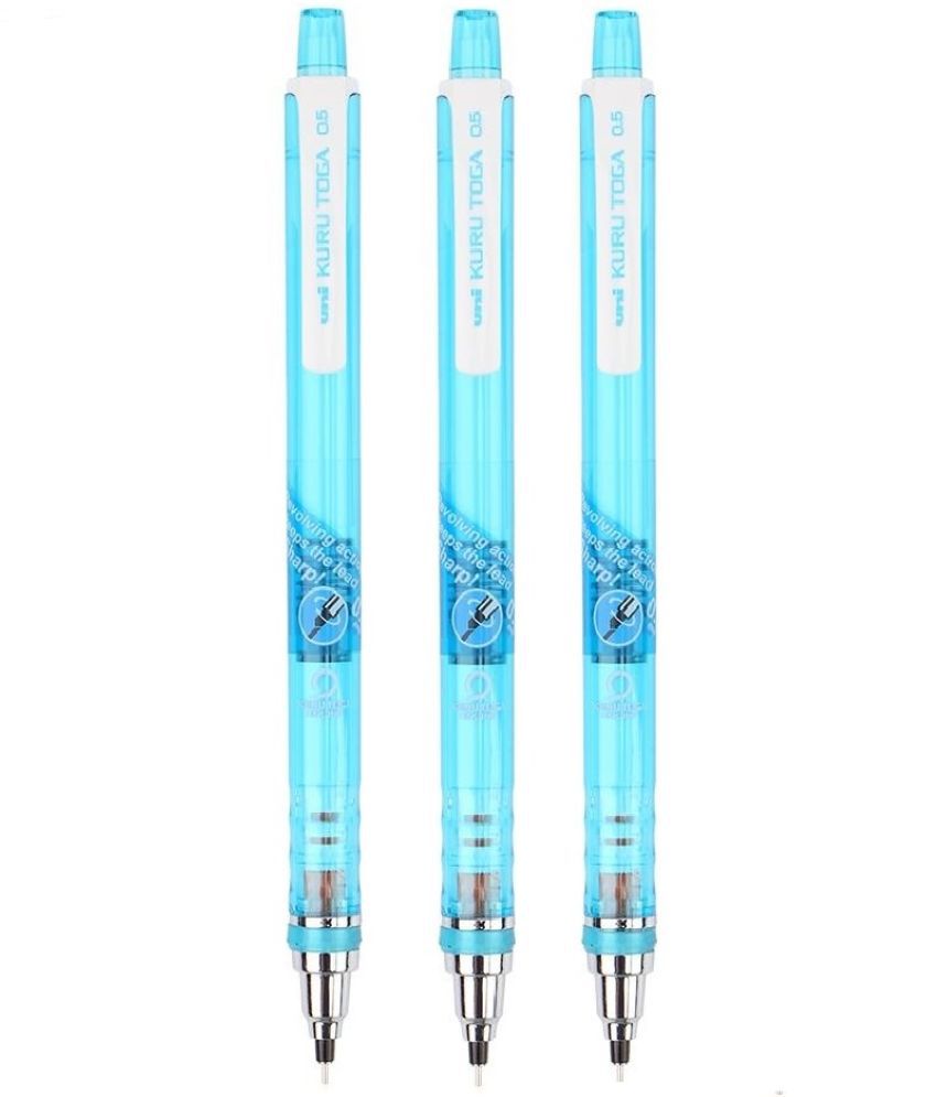     			uni-ball Kuru Toga M5-450T Mechanical Pencil | Tip Size 0.5 MM | Translucent Blue Body Pencil (Set of 3, Black)