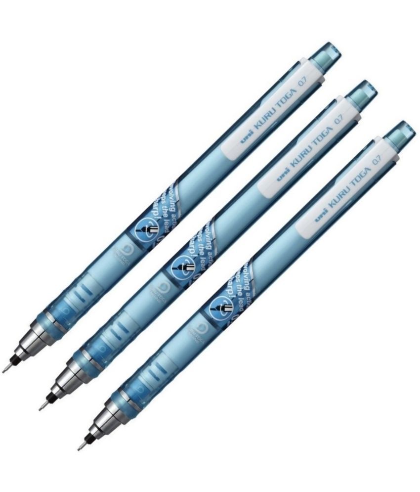     			uni-ball Kuru Toga M7-450T Mechanical Pencil | 0.7 MM | Translucent Blue Body Pencil (Set of 3, Blue)