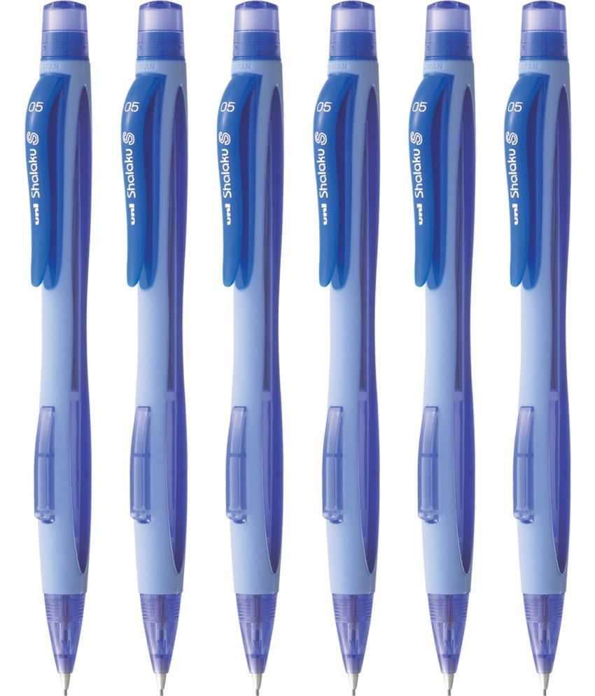     			uni-ball Shalaku M5 228 0.5mm, Built in Eraser (Blue Body) Pencil (Set of 6, Blue)