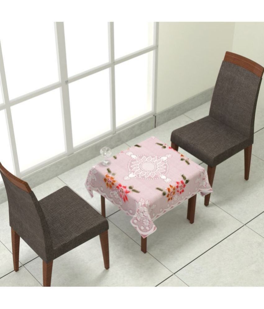     			Bigger Fish Self Design Cotton 2 Seater Square Table Cover ( 100 x 100 ) cm Pack of 1 Pink
