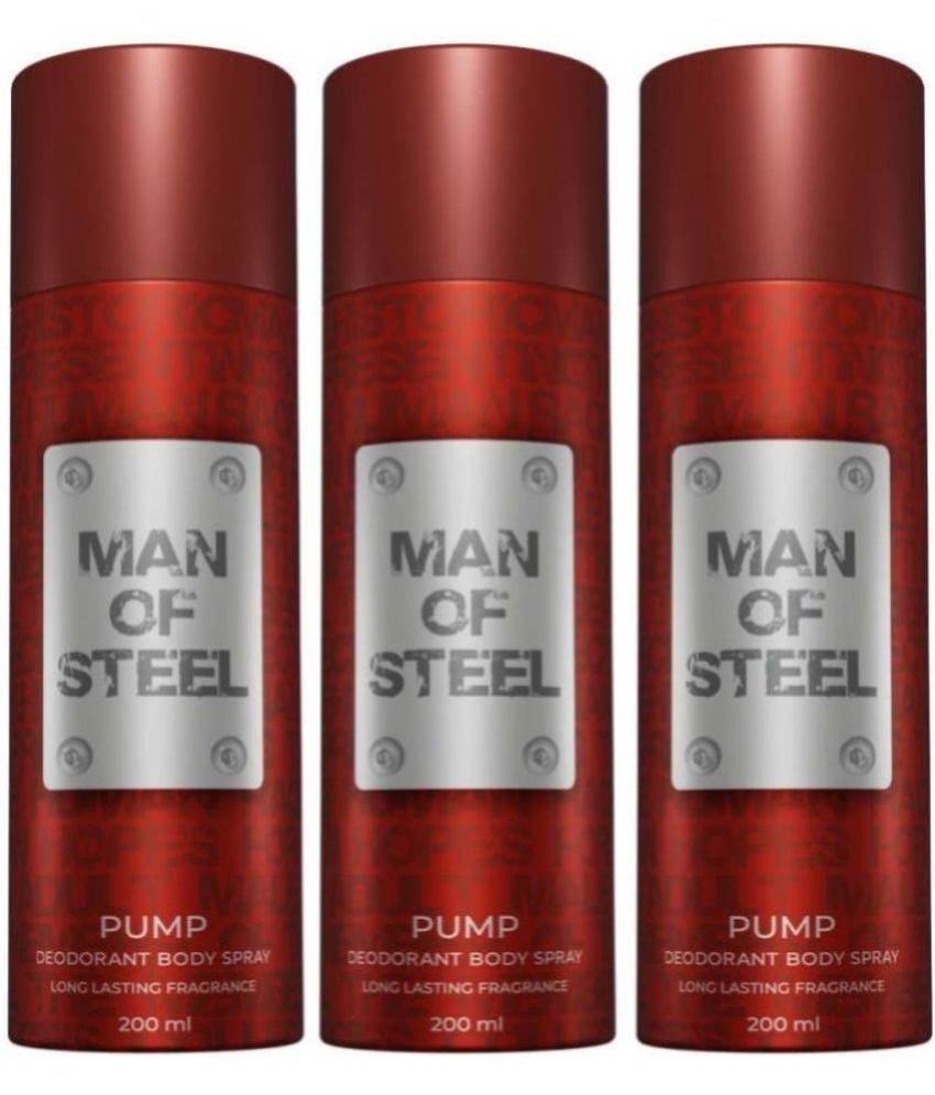    			Denver Man Of Steel Pump Deodorant Spray for Men 600 ml ( Pack of 3 )
