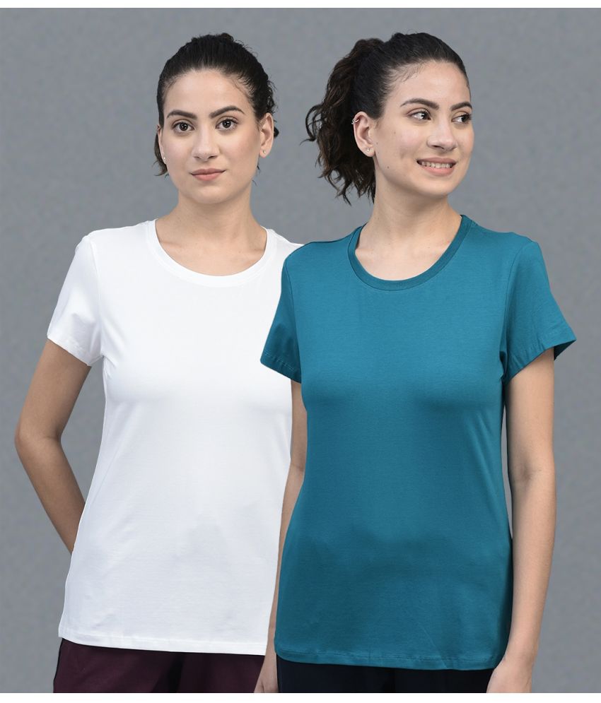     			Dollar Multicolor Cotton Blend Regular Fit Women's T-Shirt ( Pack of 2 )