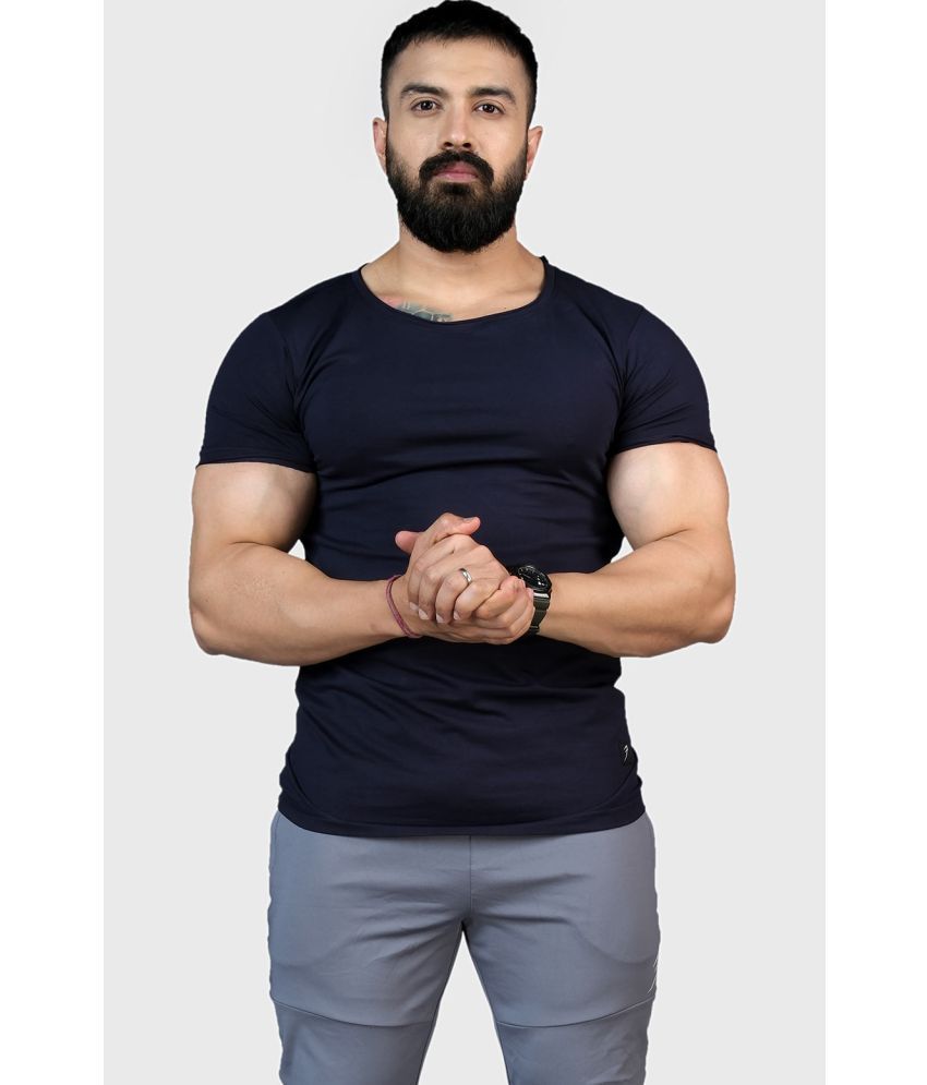     			Fuaark Navy Cotton Slim Fit Men's Sports T-Shirt ( Pack of 1 )