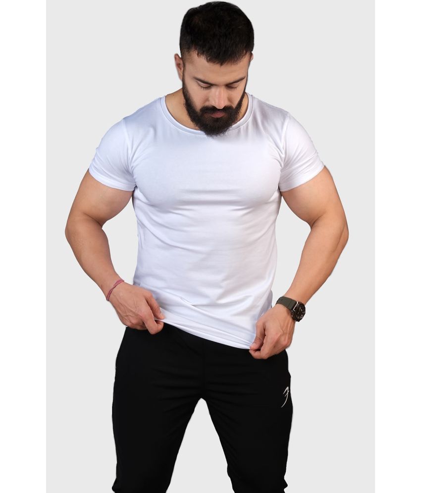     			Fuaark White Cotton Slim Fit Men's Sports T-Shirt ( Pack of 1 )