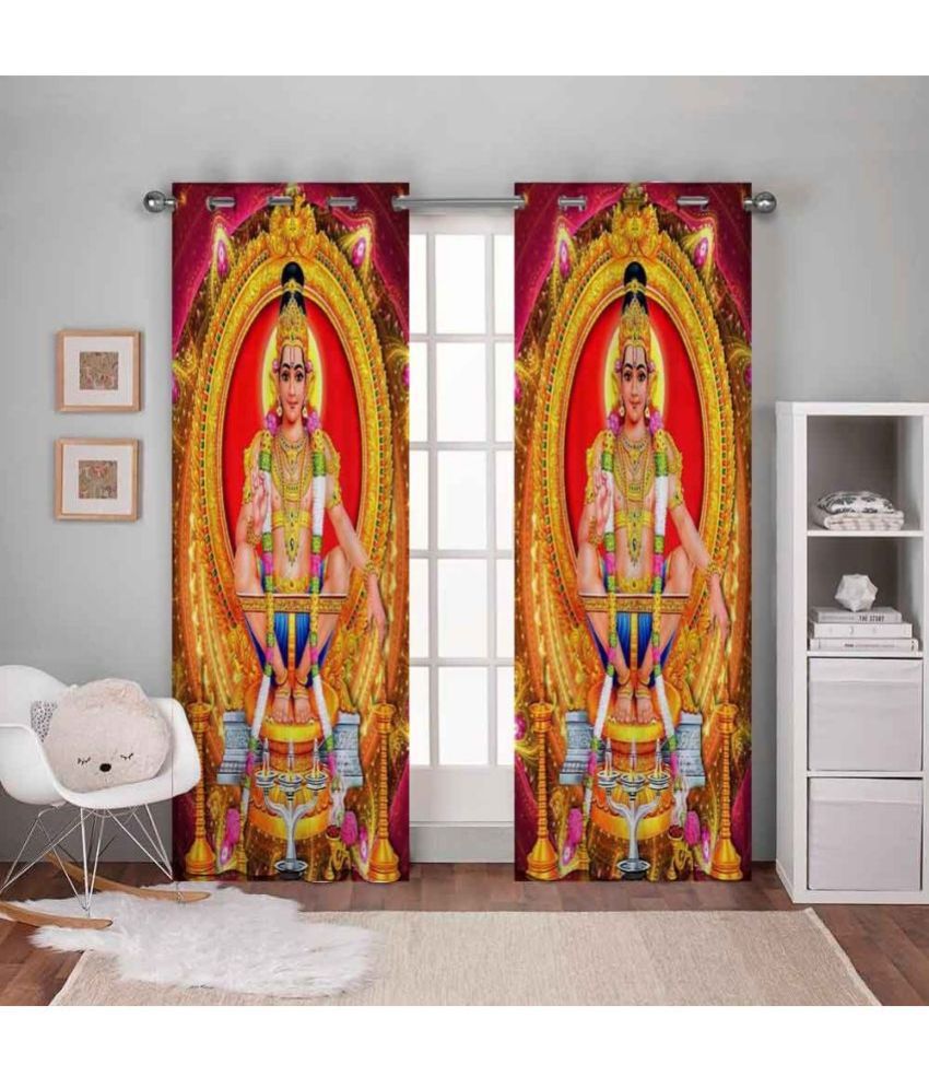     			HOMETALES Ethnic Semi-Transparent Eyelet Curtain 5 ft ( Pack of 2 ) - Multicolor