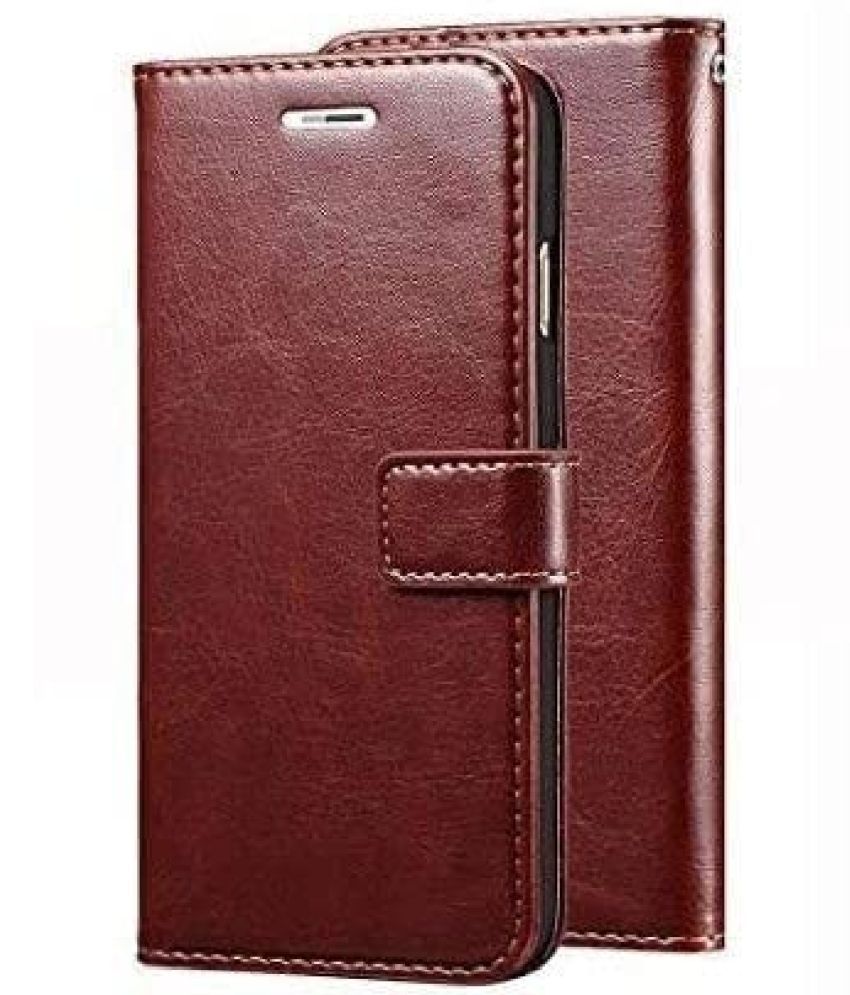     			Kosher Traders Brown Flip Cover Artificial Leather Compatible For Poco C50 ( Pack of 1 )