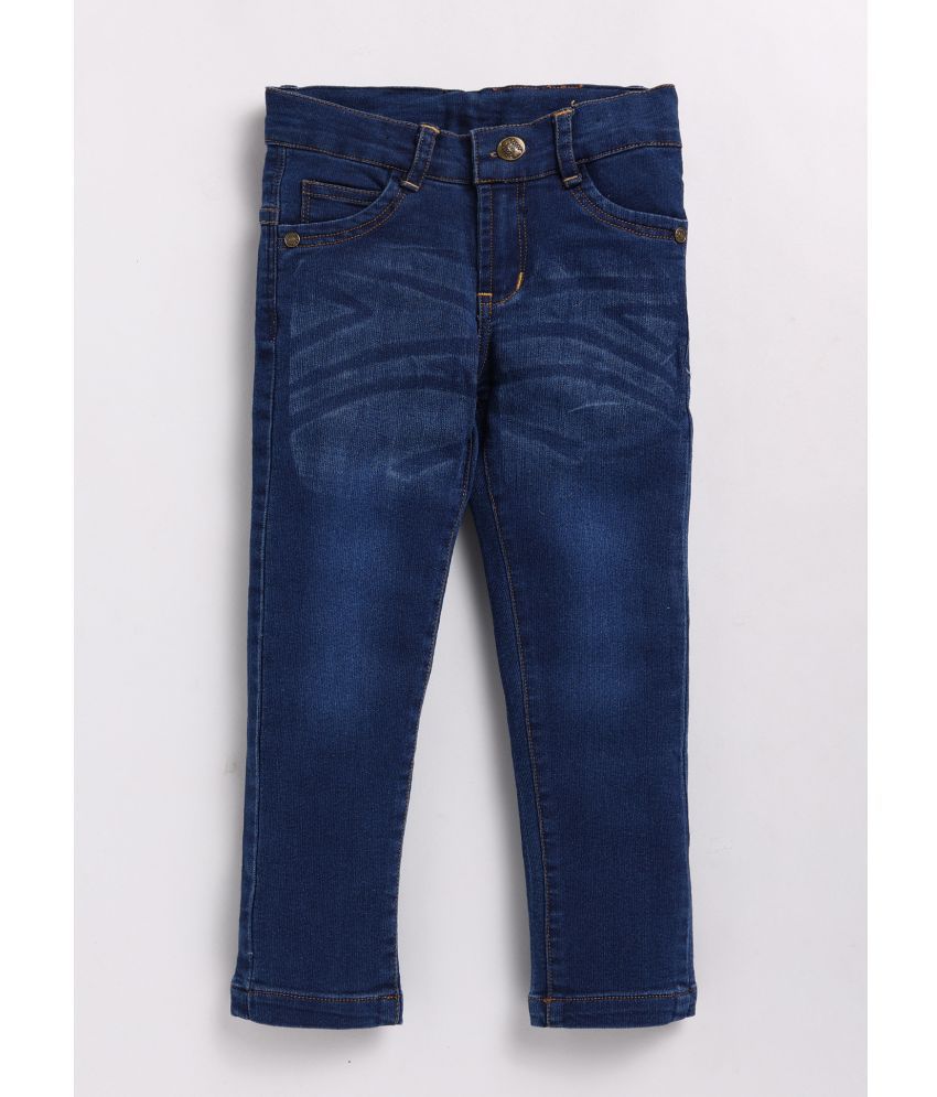     			Nottie Planet Solid Button Down Boys Regular Fit Mid Rise Jeans - Blue