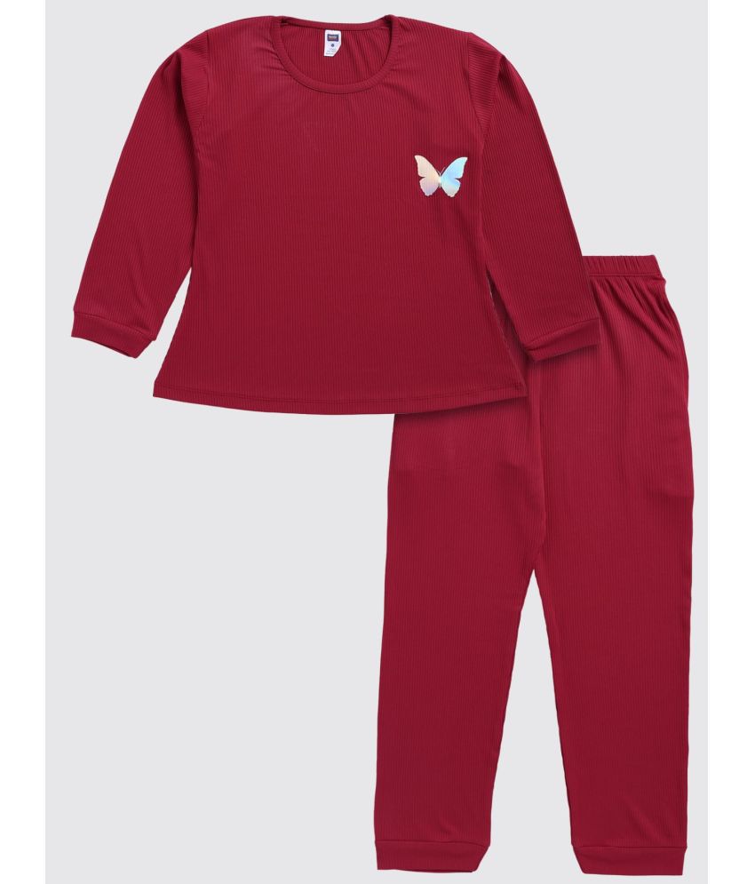     			Nottie planet Red Corduroy Girls Top With Pants ( Pack of 1 )