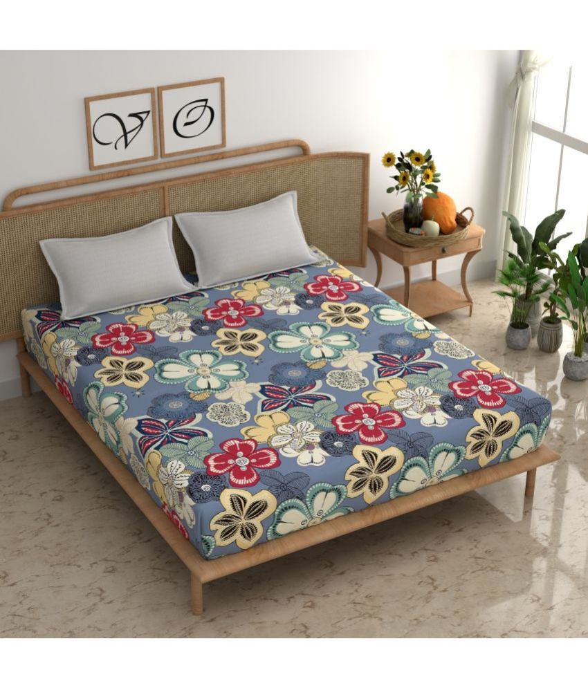     			chhavi india Cotton Floral 1 Double Bedsheet with 2 Pillow Covers - Multicolor