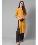 Dollar Missy Cotton Blend Embellished Straight Women's Kurti - Yellow ( Pack of 1 )