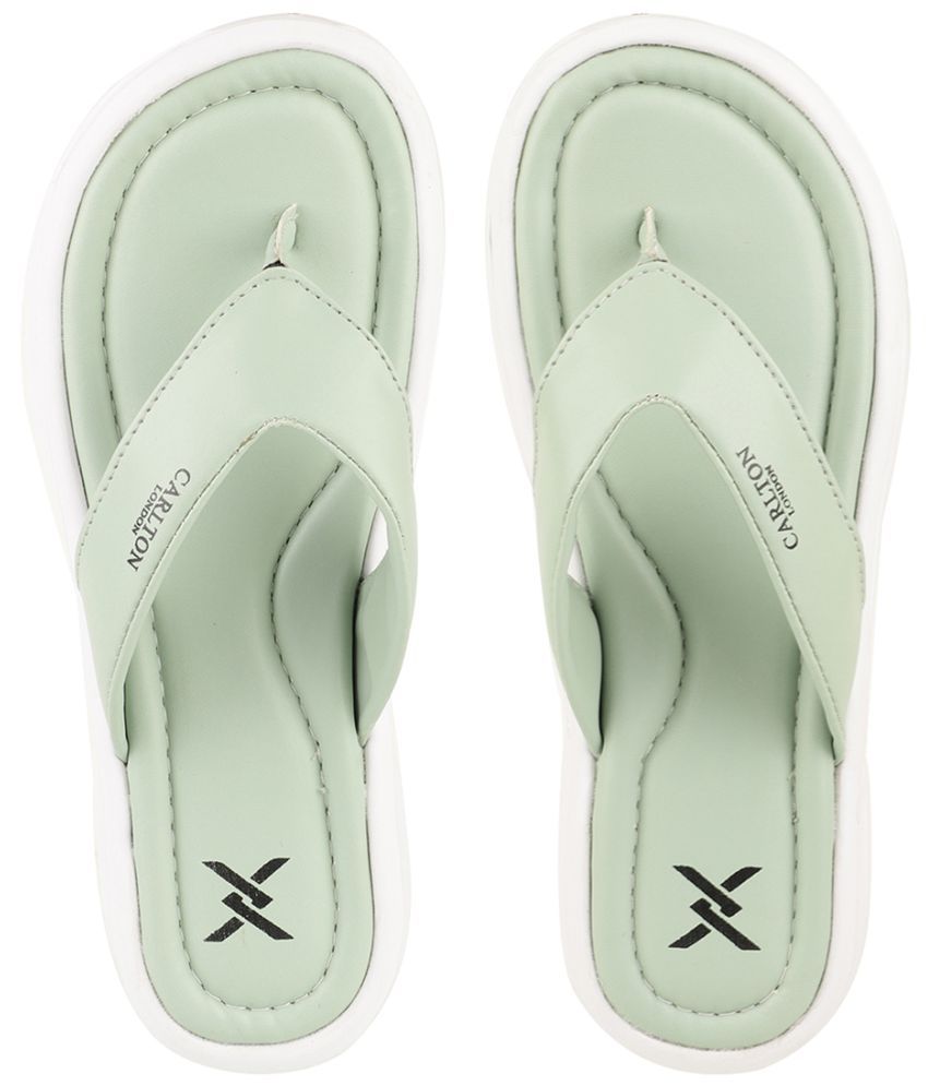     			Carlton London Green Women's Thong Flip Flop