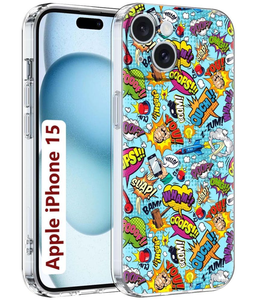     			Fashionury Multicolor Printed Back Cover Silicon Compatible For Apple iPhone 15 ( Pack of 1 )