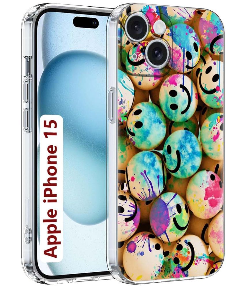     			Fashionury Multicolor Printed Back Cover Silicon Compatible For Apple iPhone 15 ( Pack of 1 )