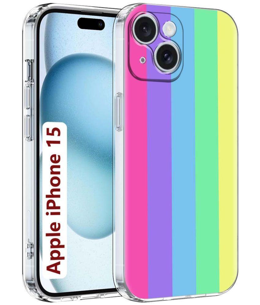     			Fashionury Multicolor Printed Back Cover Silicon Compatible For Apple iPhone 15 ( Pack of 1 )