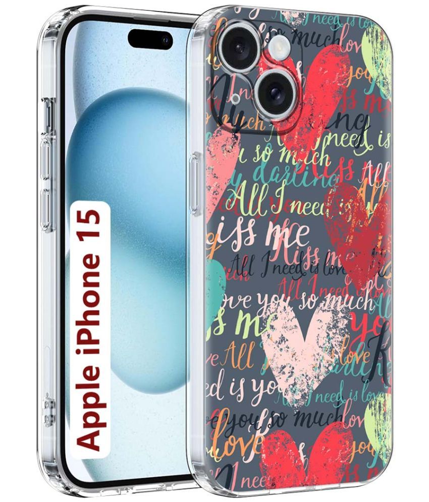     			Fashionury Multicolor Printed Back Cover Silicon Compatible For Apple iPhone 15 ( Pack of 1 )