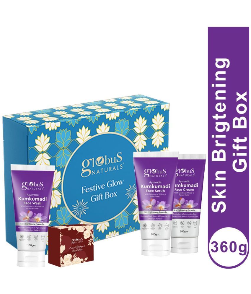     			Globus Naturals Kumkumadi Brightening Skincare Gift Box - Face Wash 100 ml, Face Scrub 100 gm, Face Cream 100 gm with Chocolate Box