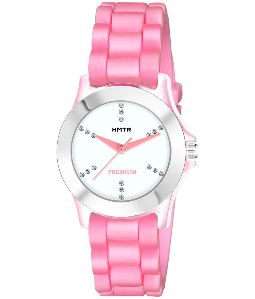     			HMTr Pink Silicon Analog Womens Watch