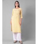 Dollar Missy Cotton Blend Embellished Straight Women's Kurti - Yellow ( Pack of 1 )