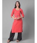 Dollar Missy Cotton Blend Embroidered Straight Women's Kurti - Red ( Pack of 1 )