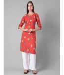 Dollar Missy Cotton Blend Printed Straight Women's Kurti - Red ( Pack of 1 )