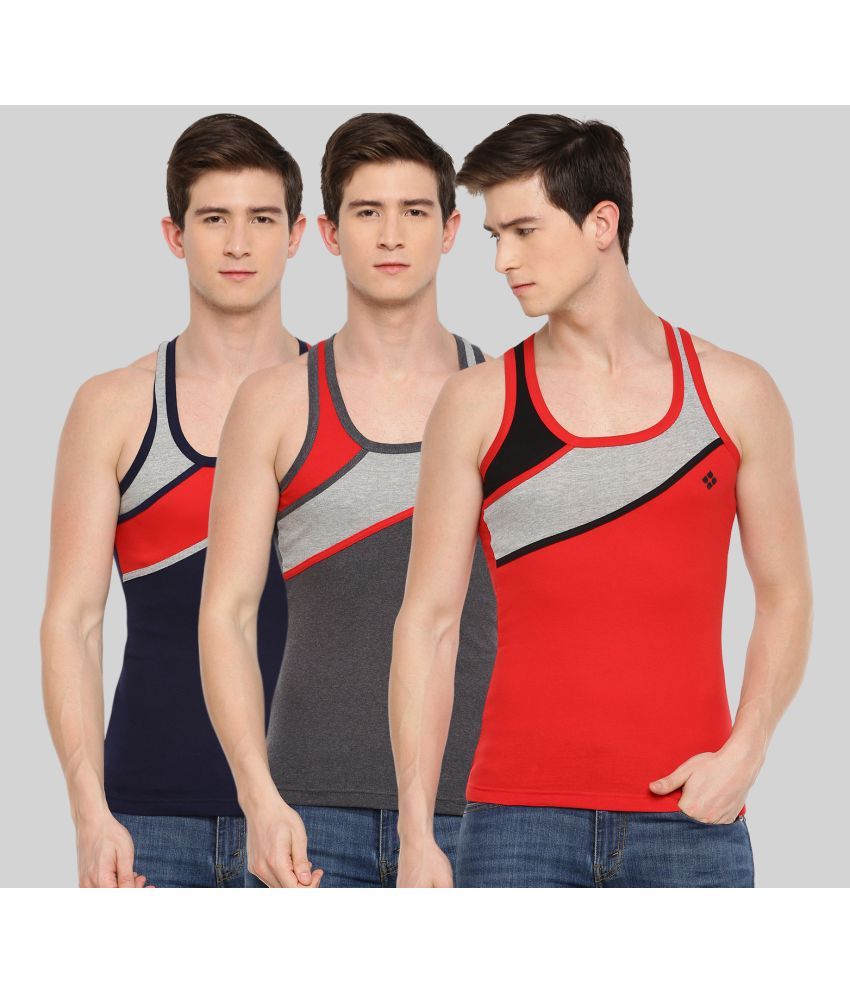     			Pack of 3 Dollar Bigboss Assorted Colorblock Cotton Blend Men Vest