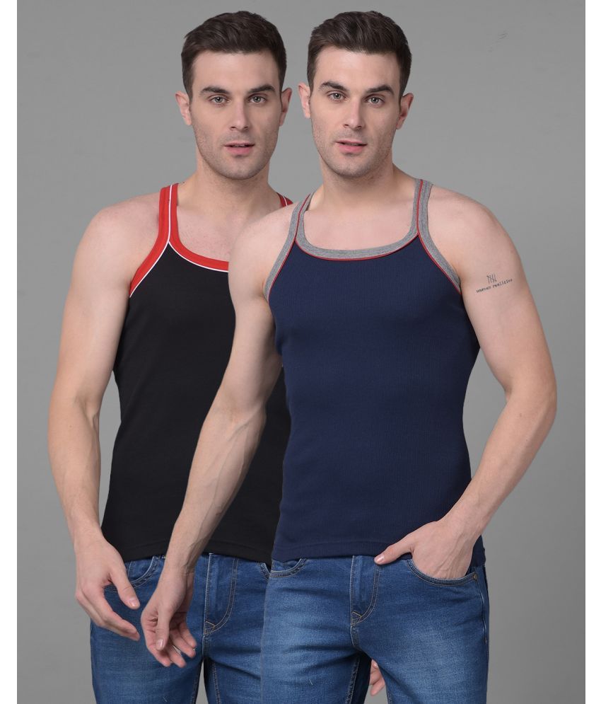     			Pack of 2 Dollar Bigboss Assorted Solid Cotton Blend Men Vest