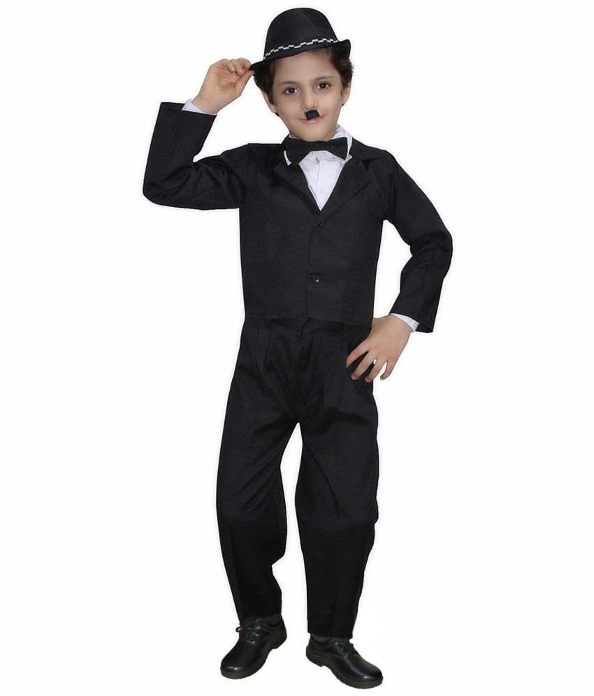     			Kaku Fancy Dresses Comic Character Charlie Chaplin Costume -Black & White, 3-4 Years, For Boys