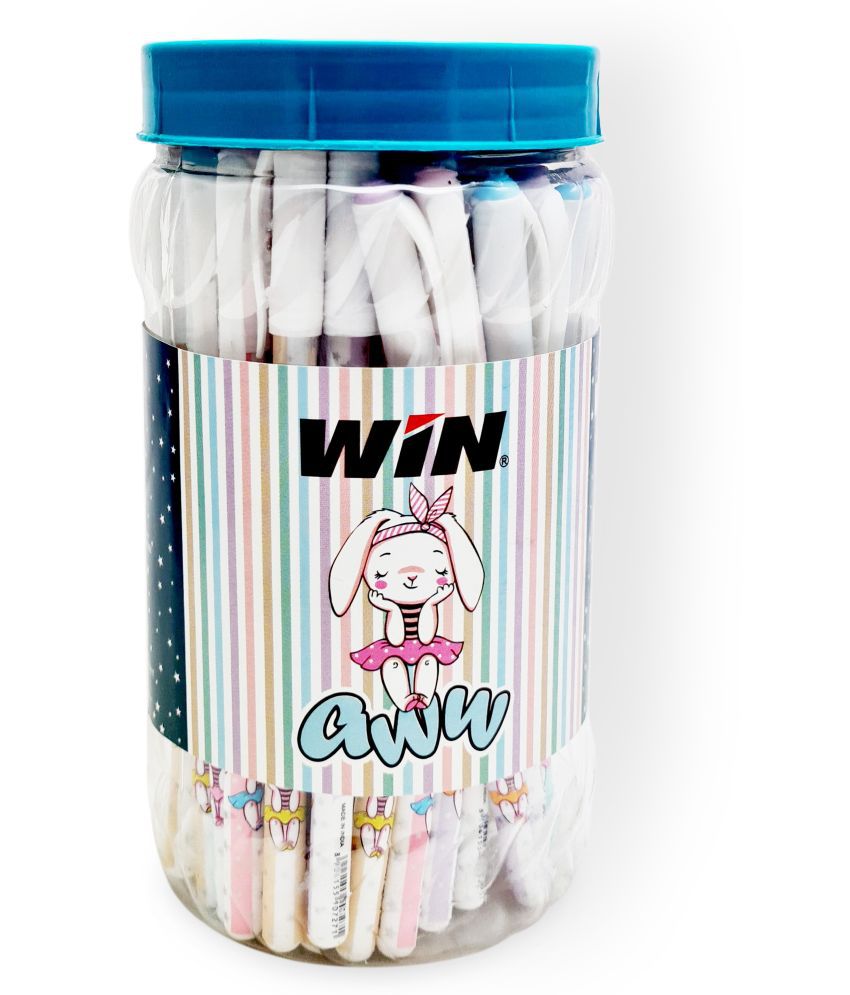     			Win Aww 50Pcs Blue Ink|Cute Design Body|0.7mm Tip|Smooth Writing|Budget Friendly Ball Pen (Pack of 50, Blue)