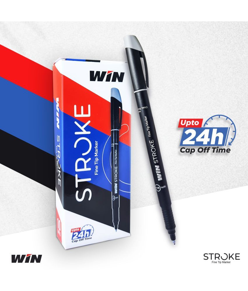     			Win Stroke Markers Pen 30Pcs(20 Blue + 10 Black)|Fine Tip|Students,Office|Stationary (Set of 30, Multicolour)