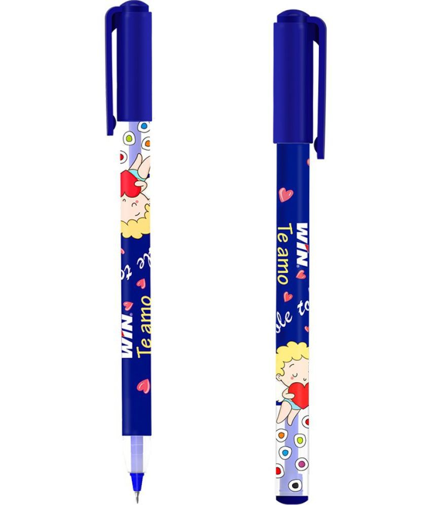     			Win Teamo 100Pcs Blue Ink|Cute Themed Body|0.7mm Tip|Smooth Writing Ball Pen (Pack of 100, Blue)