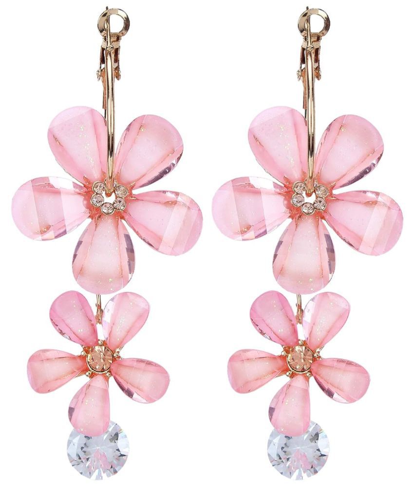     			YOUBELLA Pink Danglers Earrings ( Pack of 1 )