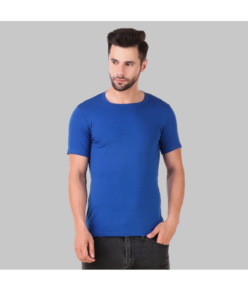    			IDASS Cotton Blend Regular Fit Solid Half Sleeves Men's T-Shirt - Blue ( Pack of 1 )