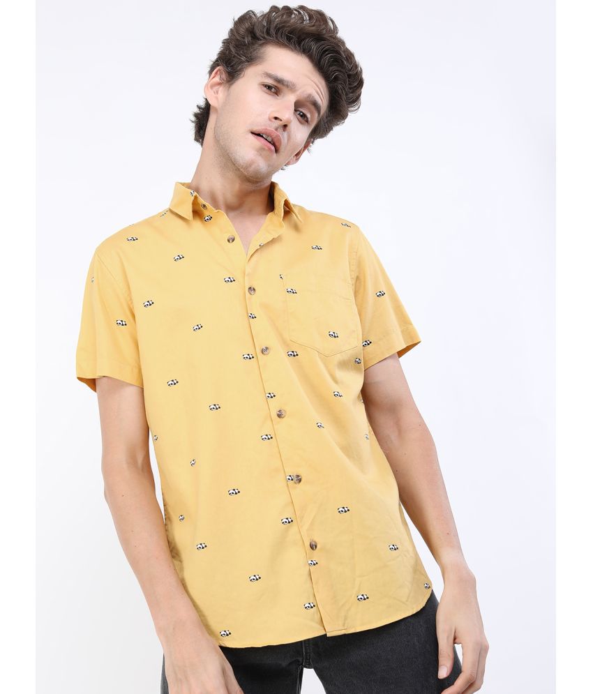     			Ketch 100% Cotton Regular Fit Printed Half Sleeves Men's Casual Shirt - Yellow ( Pack of 1 )