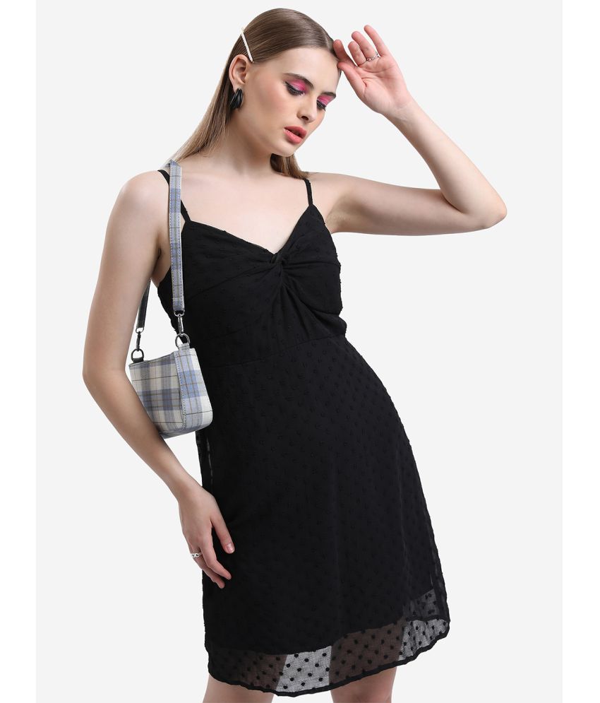     			Ketch Polyester Self Design Knee Length Women's A-line Dress - Black ( Pack of 1 )