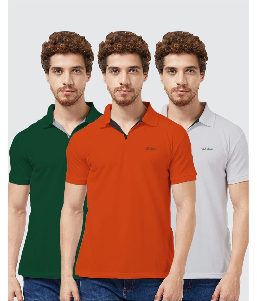     			TAB91 Cotton Regular Fit Embroidered Half Sleeves Men's T-Shirt - Rust ( Pack of 3 )