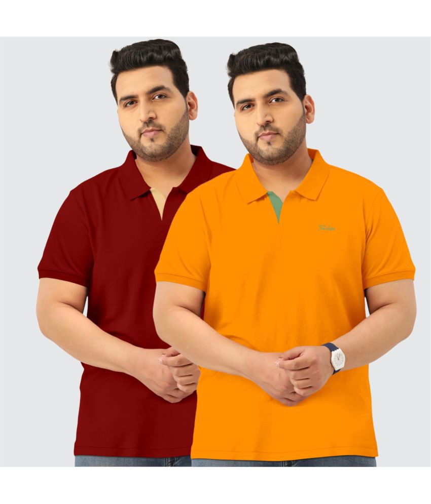     			TAB91 Cotton Regular Fit Solid Half Sleeves Men's Polo T Shirt - Yellow ( Pack of 2 )