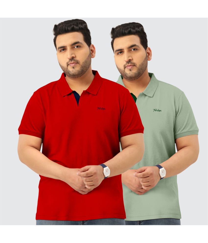     			TAB91 Cotton Regular Fit Solid Half Sleeves Men's T-Shirt - Red ( Pack of 2 )