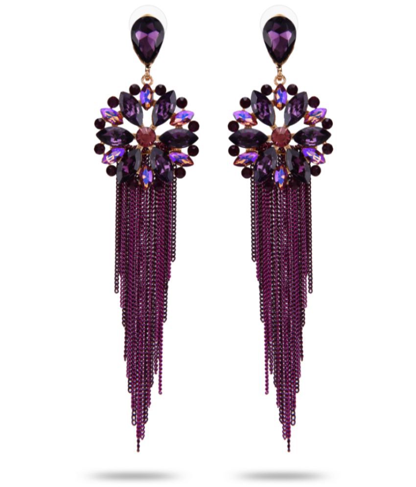     			YOUBELLA Purple Danglers Earrings ( Pack of 1 )