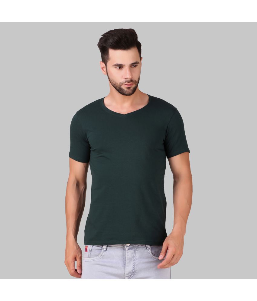     			IDASS Cotton Blend Regular Fit Solid Half Sleeves Men's T-Shirt - Dark Green ( Pack of 1 )