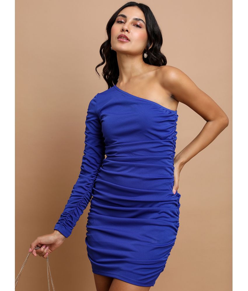     			Ketch Polyester Blend Solid Mini Women's Bodycon Dress - Blue ( Pack of 1 )