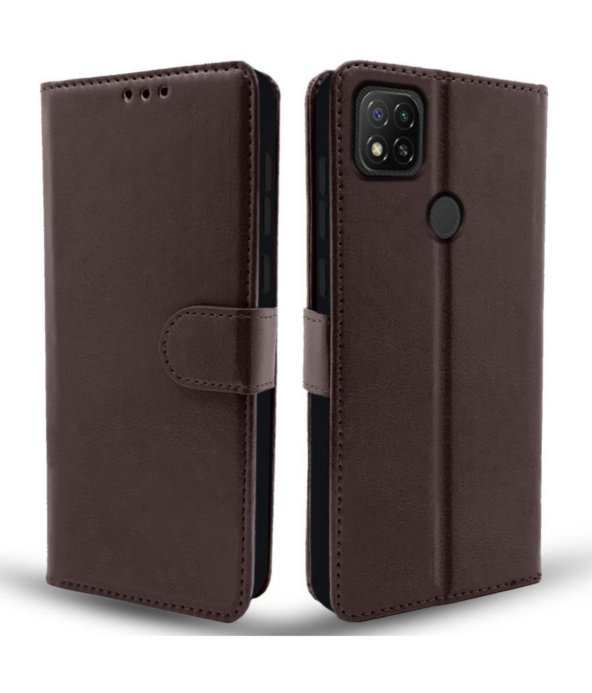     			Balkans Brown Flip Cover Artificial Leather Compatible For Poco C31 ( Pack of 1 )