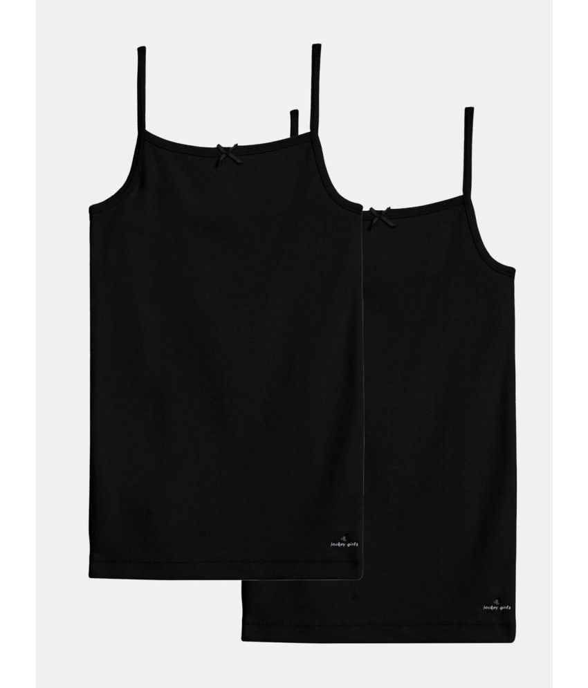     			Jockey SG04 Girl's Super Combed Cotton Rib Fabric Camisole with Regular Straps - Black (Pack of 2)