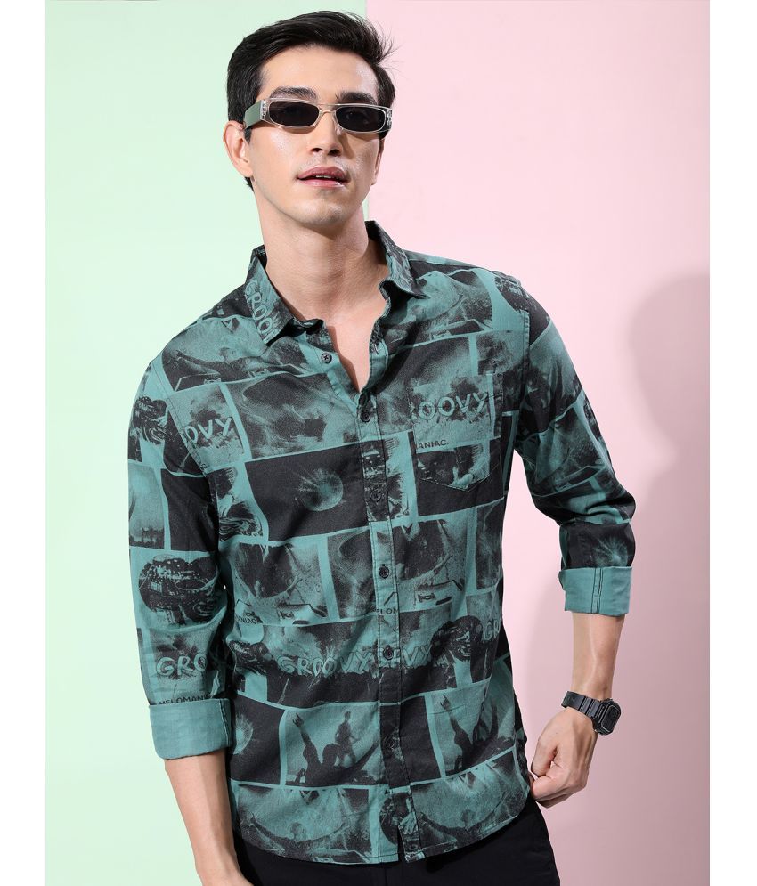     			Ketch 100% Cotton Regular Fit Printed Full Sleeves Men's Casual Shirt - Green ( Pack of 1 )