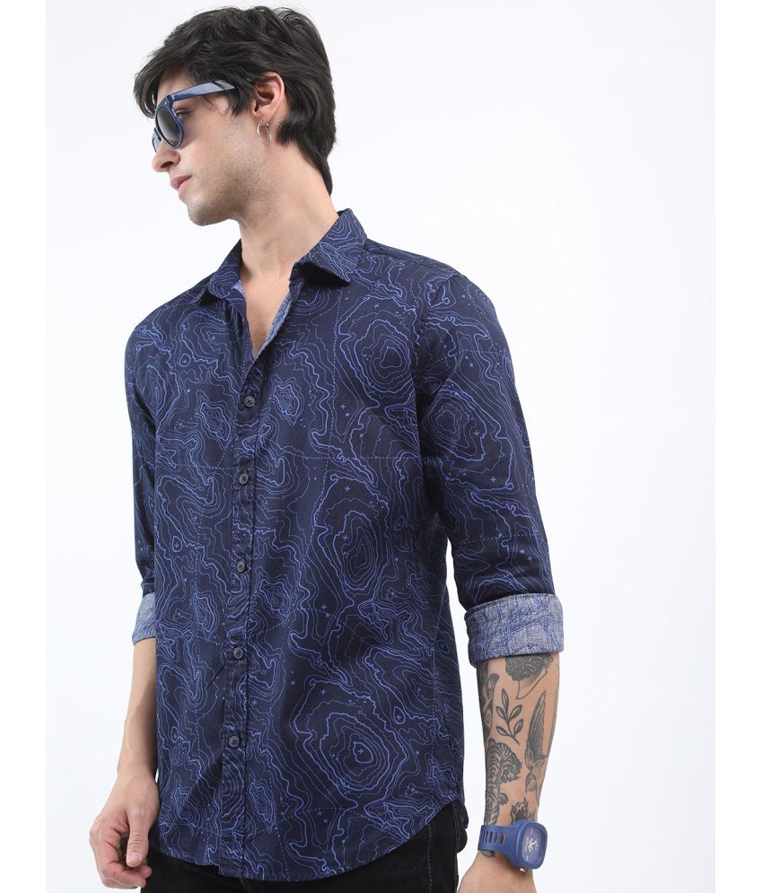     			Ketch 100% Cotton Regular Fit Printed Full Sleeves Men's Casual Shirt - Navy ( Pack of 1 )