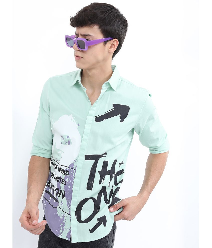     			Ketch 100% Cotton Regular Fit Printed Rollup Sleeves Men's Casual Shirt - Mint Green ( Pack of 1 )