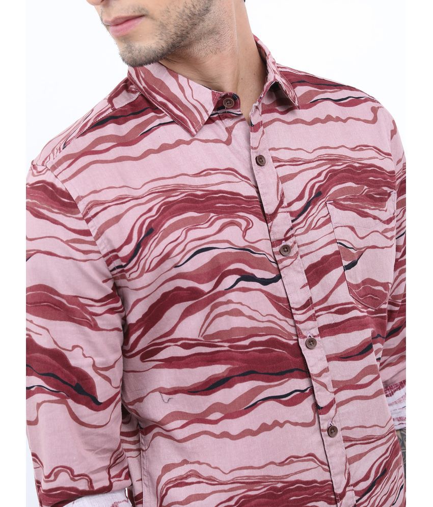     			Ketch 100% Cotton Regular Fit Printed Rollup Sleeves Men's Casual Shirt - Pink ( Pack of 1 )