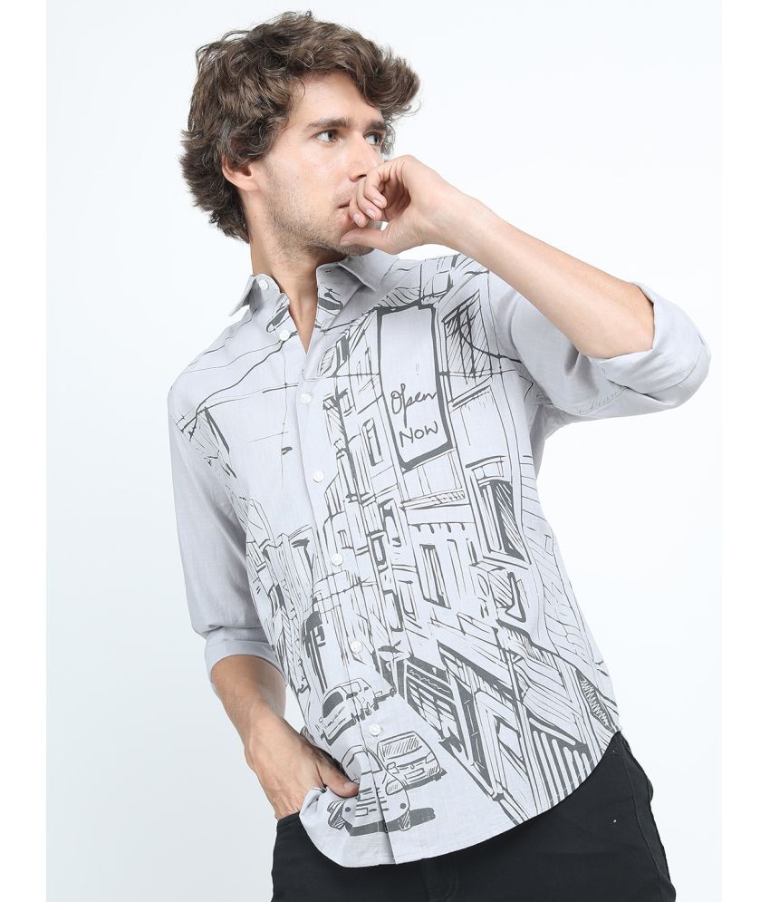     			Ketch 100% Cotton Regular Fit Printed Half Sleeves Men's Casual Shirt - Grey ( Pack of 1 )