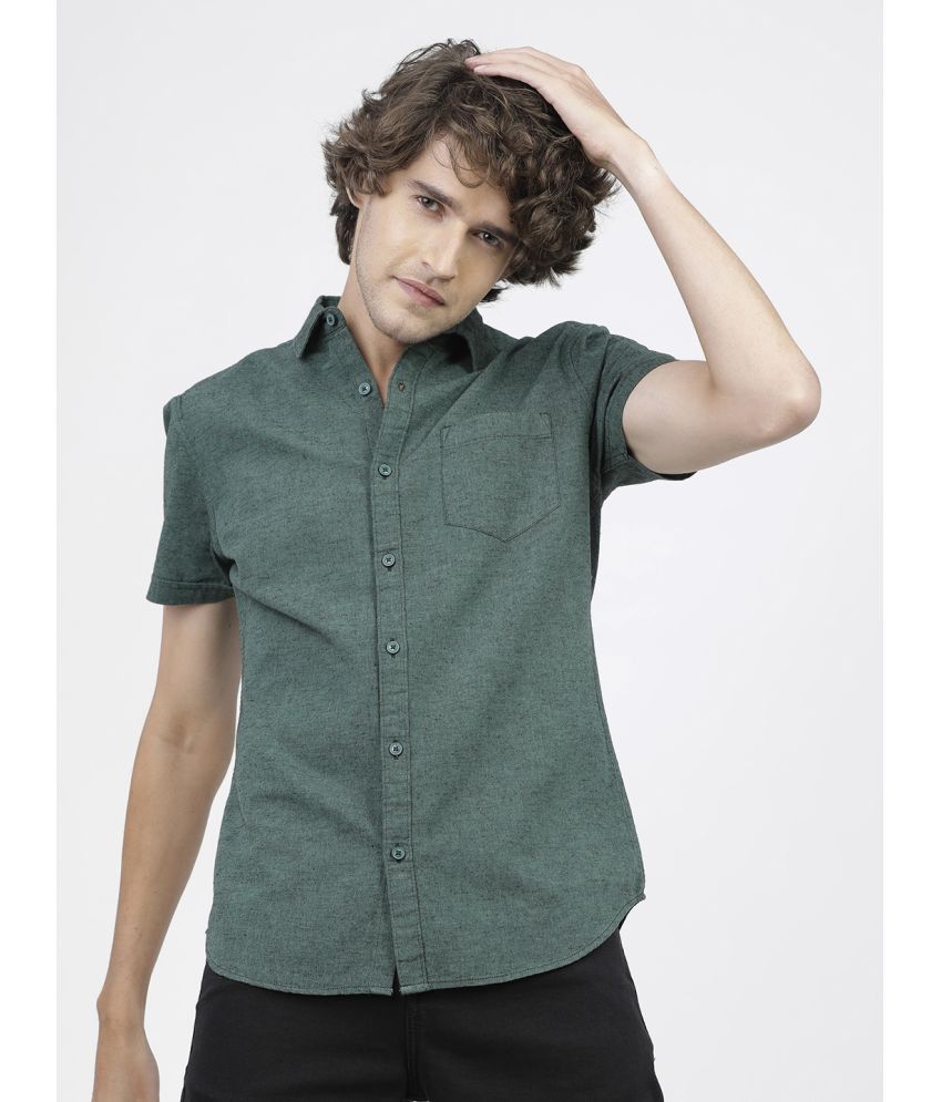     			Ketch Cotton Blend Regular Fit Self Design Half Sleeves Men's Casual Shirt - Green ( Pack of 1 )