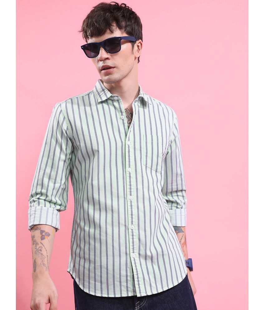     			Ketch Cotton Blend Regular Fit Striped Full Sleeves Men's Casual Shirt - Green ( Pack of 1 )